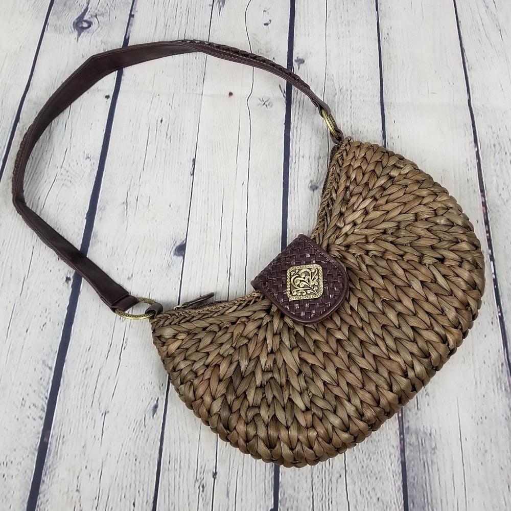 COLDWATER CREEK | woven straw wicker shoulder bag